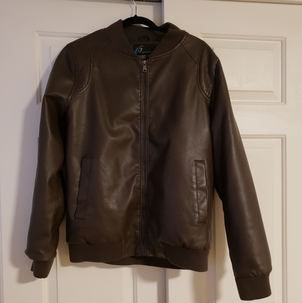 Mens Dark Brown Faux leather jacket